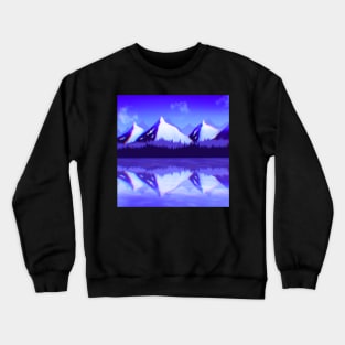 Blue Purple Mountains nature Landscape with chromatic aberration Crewneck Sweatshirt